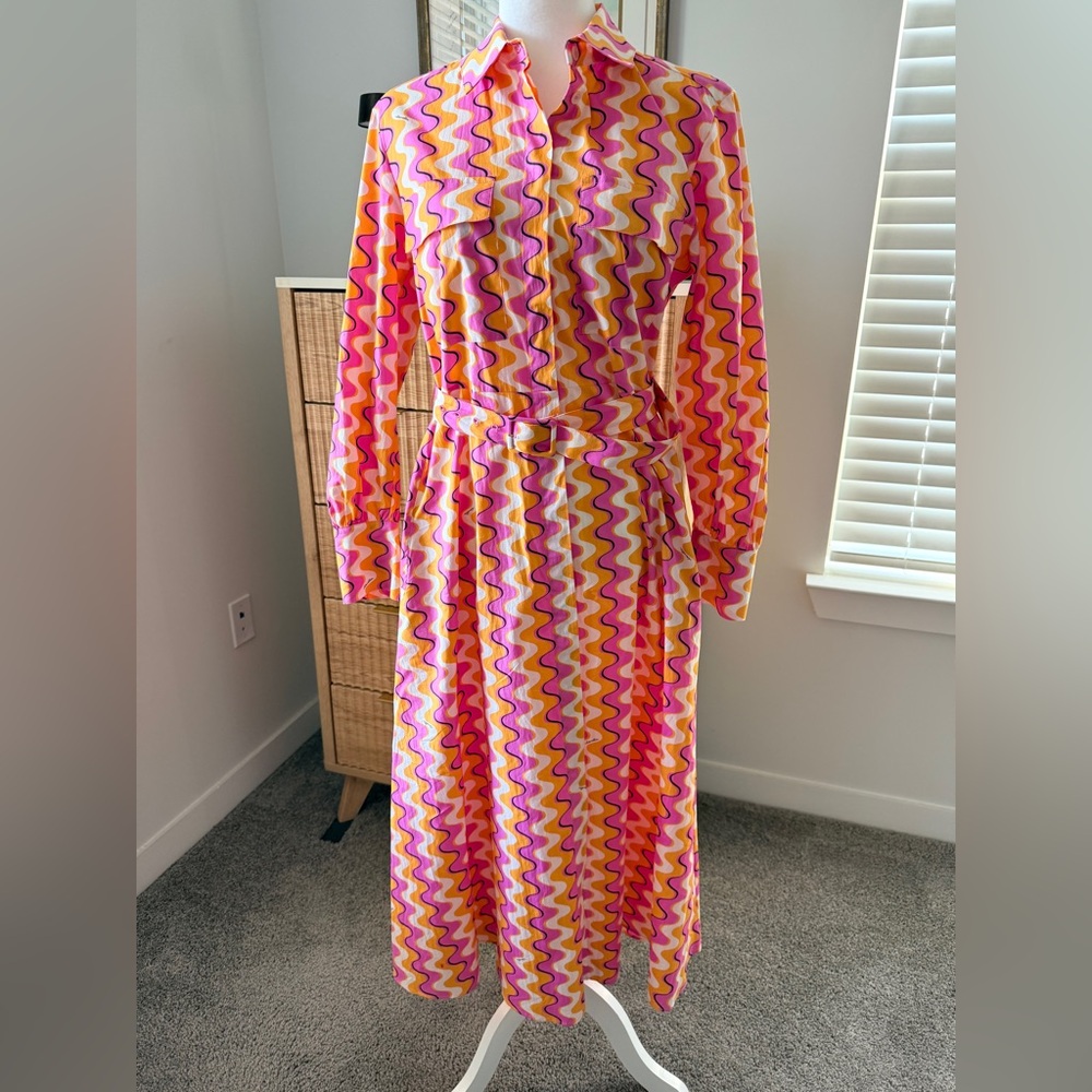 Marella Ozieri midi shirt dress cloth belt